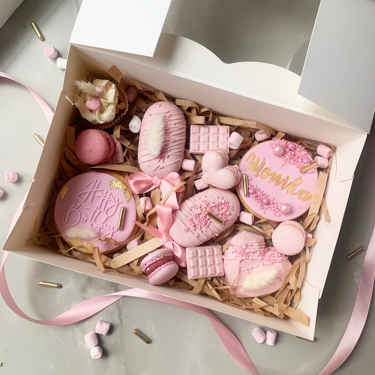 "Happy Birthday" Box  in rosa